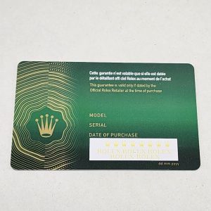 کارت گارانتی جعبه ساعت رولکس موجی